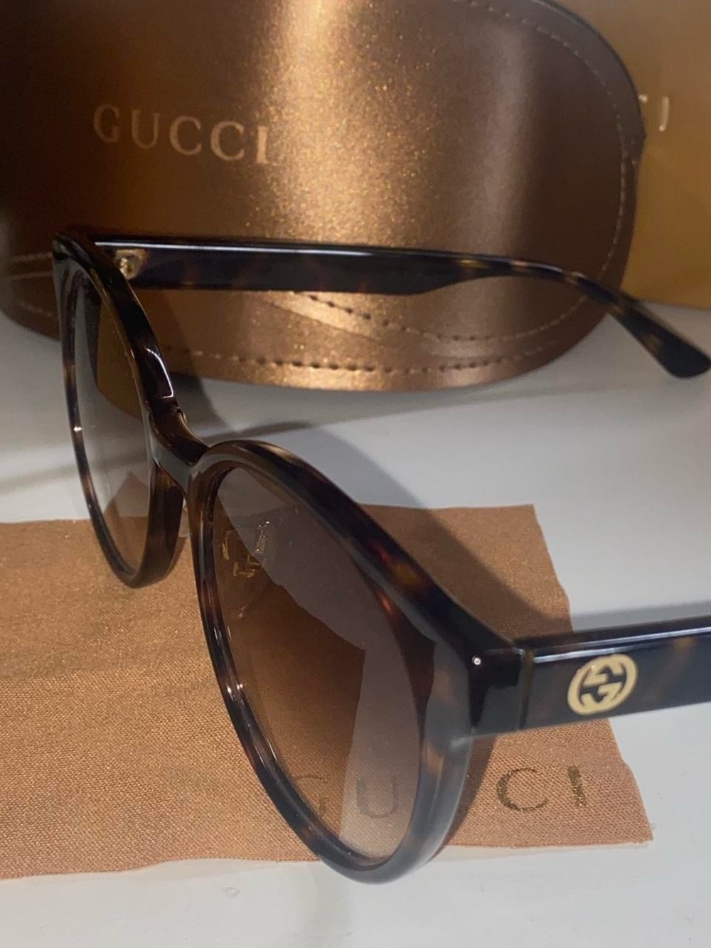 Gucci Brown Tortoiseshell Round Women's Sunglasses - Picture 5 of 5